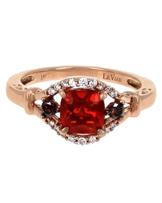 LeVian Mexican Fire Opal and Diamond Accent Ring in Rose Gold